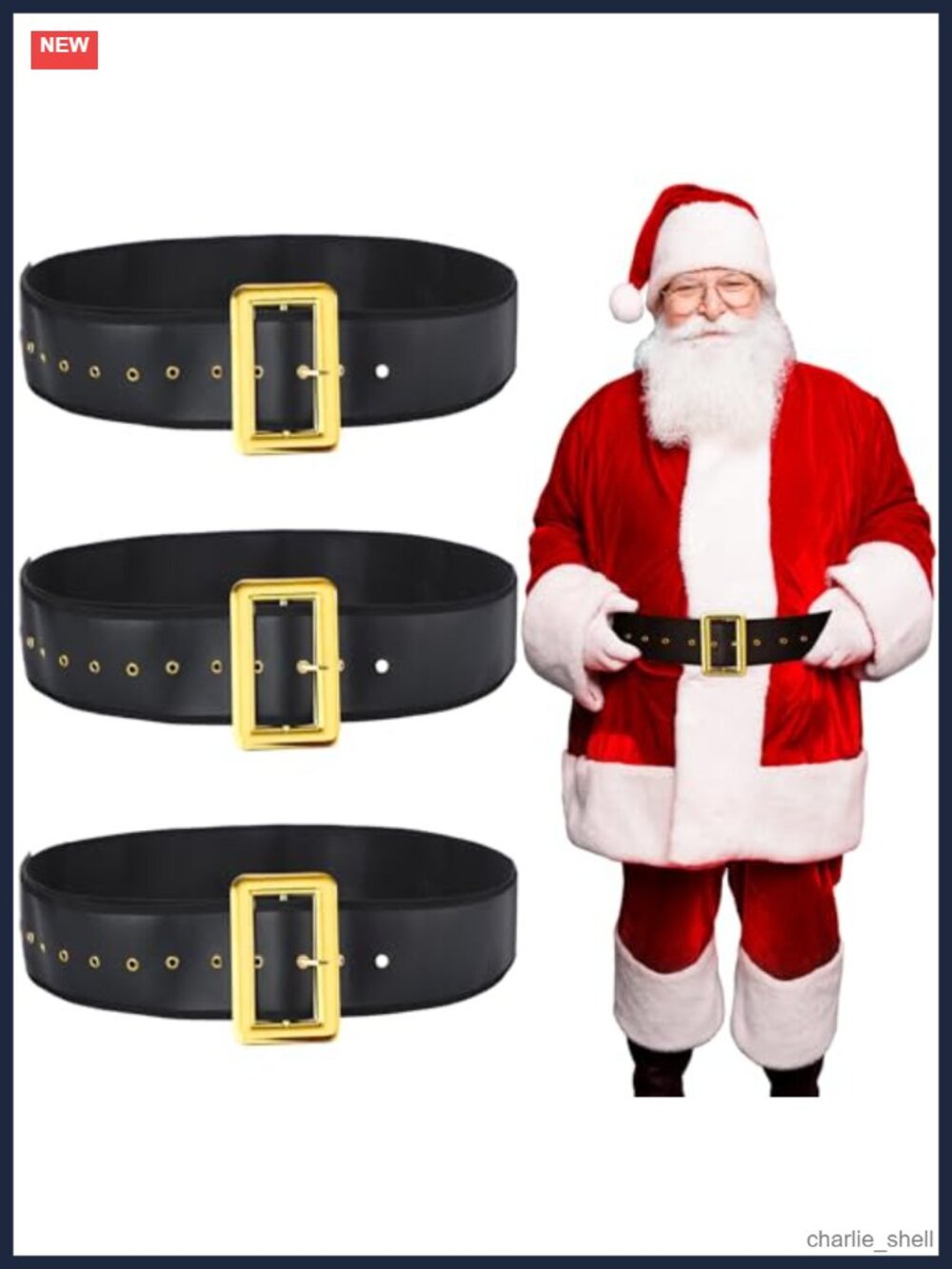3 Pack Santa Claus Belt Leather Christmas Costume Accessory Adjustable